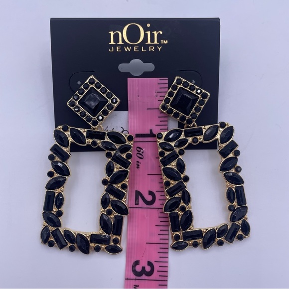 NOIR rhinestone crystal square drop dangle earrings, statement jewelry- New - Picture 11 of 11